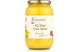 Kasutam A2 Desi Cow Bilona Ghee Made By Traditional Vedic Bilona Method Made In Earthen Pot & Hand Churned Free Grazing Grass Fed Cow Ghee Immunity Booster Glass Jar- 1000 Ml
