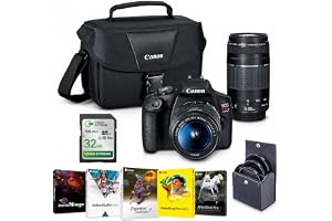 Canon EOS Rebel T7 DSLR Camera 2 Lens Kit with EF-S 18-55mm is II & EF 75-300mm III Lenses, 24.1MP APS-C, Full HD, Wi-Fi, Bundle with 32GB SD Card, Filter Kit, 1-Year Warranty