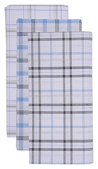 HTC Men's Cotton Lungis (White, 2 m) - Pack of 3