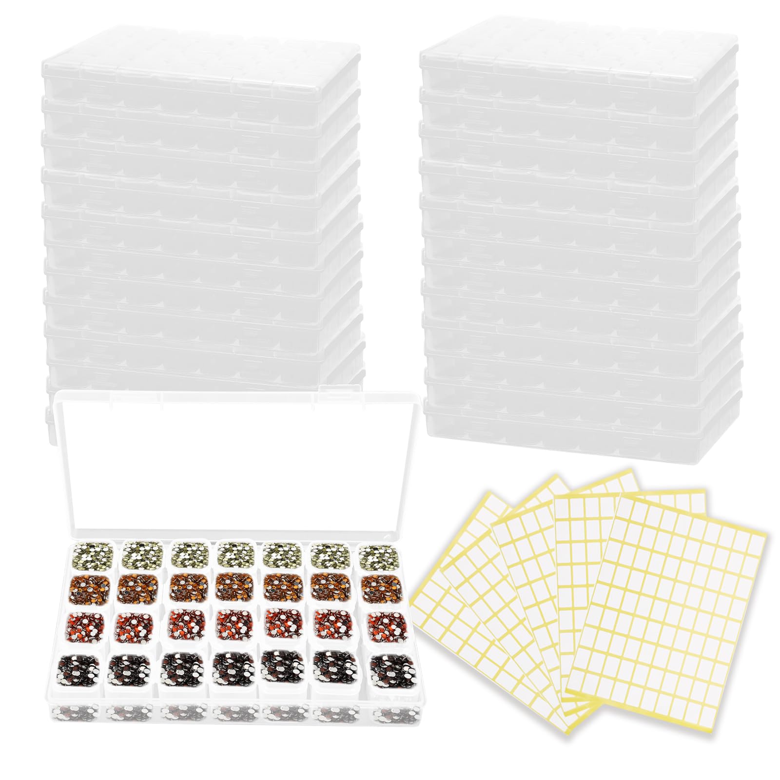 Photo 1 of 14 Pack Diamond Painting Storage Containers Bulk, 392 Slots Bead Organizer Box with 28 Grids Each, Diamond Painting Accessories Storage Case with 810 Label Stickers for Art and Embroidery Supplies