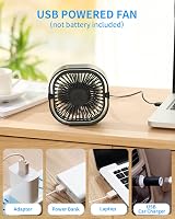benpen Mini Bedside USB Fan 3 Speeds 360° Rotatable Silent Desk Cooler view 2