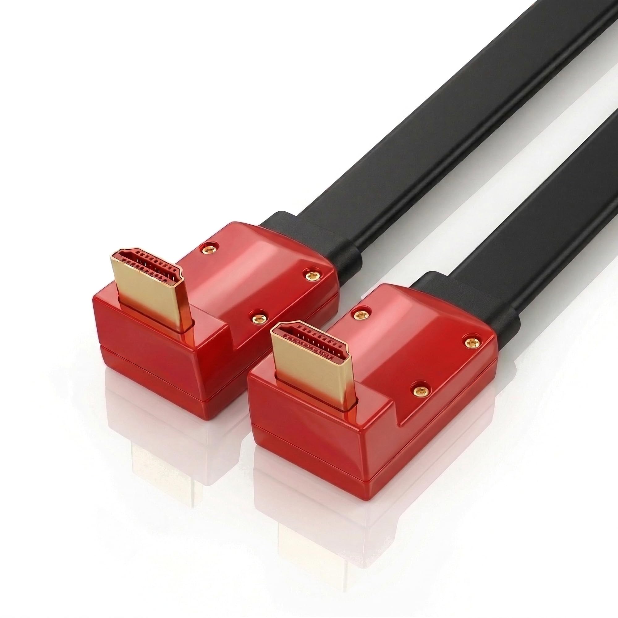 JuicEBitz 4K HDMI Cable 4m, Flat Slim Angled 90 Degree High Speed HDMI 4k/60fps. 1080p/120hz/144hz, CEC, ARC, Ethernet v2.0 Lead for UHD TV (inc Wall Mount), XBox, PS5, Apple, Sky, PC/Laptop [4M Long]