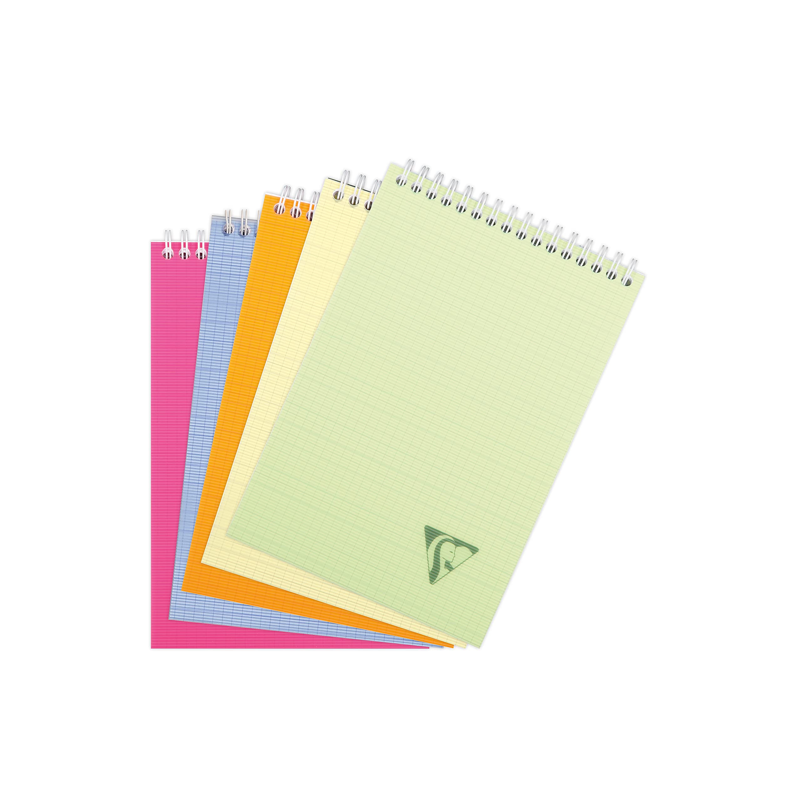 Clairefontaine 328645C Collection LiniColour Fresh Spiral Pad A5 14,8x21cm - 160 Small Square Pages - 90g White Paper - Transparent Polypro Cover Random Colour
