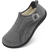 LeIsfIt Mens Slippers Wide House Shoes Adjustable Diabetic Slippers Warm Soft House Slipper for Swollen Edema Feet Indoor Outdoor Warm Shoes