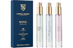 Caswell-Massey Iconic Discovery Set – Includes Jockey Club, LX48, RÒS – Fragrance for Men, Travel Size, Made in USA, 0.25 Fl Oz Each