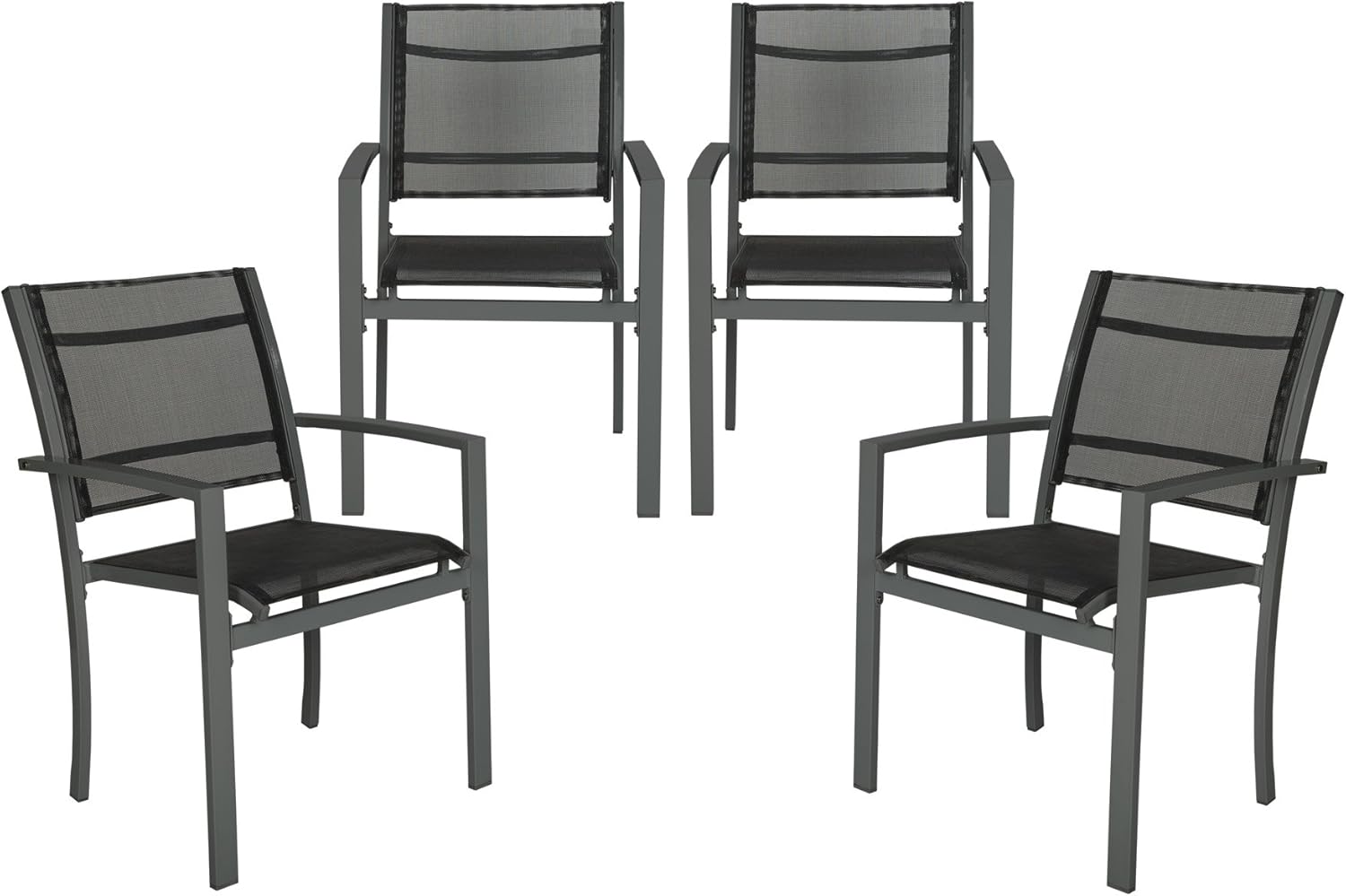 TecTake Juego de 4 Sillas de jardín sillón balcón terraza silla de