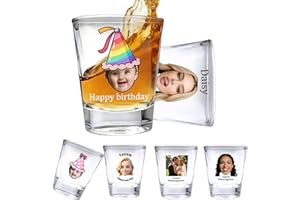 Custom Shot Glasses Personalized with Photo Name Text Customized 1.5oz Funny Whiskey Shot Glass Bulk Gift for Men Dad Birthda