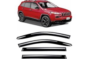 Voron Glass Tape-on Extra Durable Rain Guards for Jeep Cherokee 2014-2024, Window Deflectors, Vent Window Visors, 4 Pieces - 120037