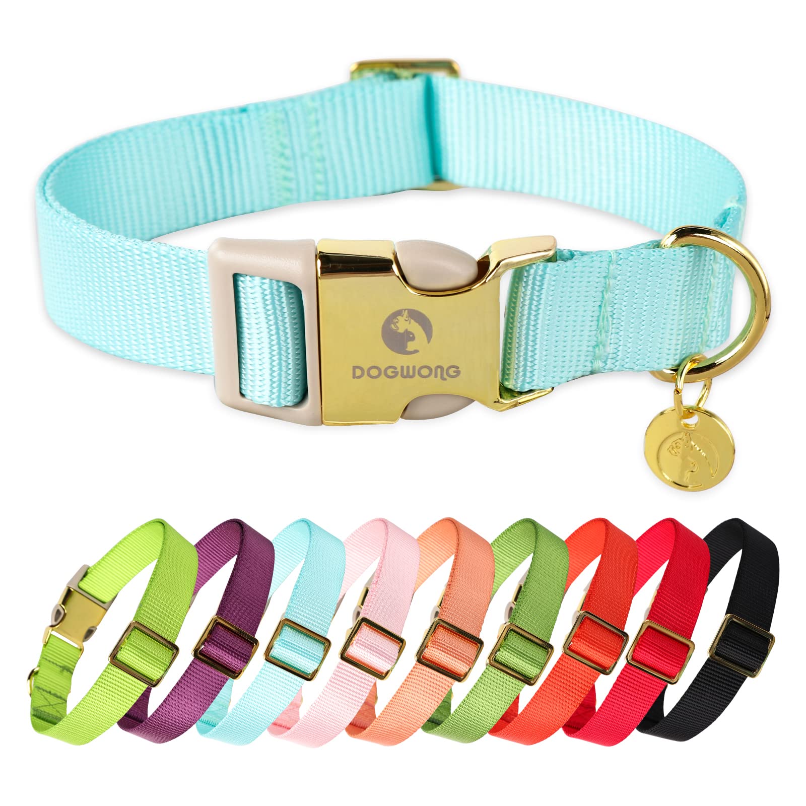DOGWONG Nylon Dog Collar, Blue Pet Collar Durable Adjustable Puppy Dog Collar for Large Dogs, XL (40.7cm-60cm)