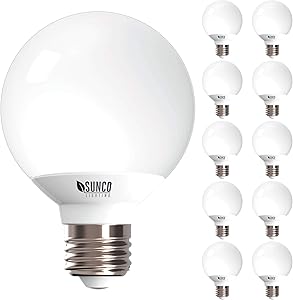 Sunco Lighting 10 Pack G25 LED Globe, 6W=40W, Dimmable, 450 LM, 6000K Daylight Deluxe, E26 Base, Ideal for Bathroom Vanity or Mirror - UL & Energy Star