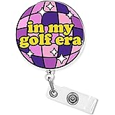 in My Golf Era Badge Reel Retractable 1.6 Inches Funny Golfing, Sports, Golfer Lover Alligator Clip/Belt Clip, Acrylic Material, Badge Holder, Lanyards for Id Badges Gifts for Friend Mom Coworker