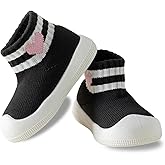 AniKigu Baby Sock Shoes Toddler Walking Slippers Non-Slip Breathable Stripes Shoes with Soft Rubber Sole for Infant Boys Girls Slip On Sneakers