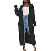 Caracilia Womens Long Cardigan Sweaters 2025 Fall Open Front Coat Long Sleeve Cable Knit Maxi Outerwear Trendy Jacket Clothes