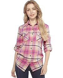 Match Women's Long Sleeve Cotton Plaid Shirt