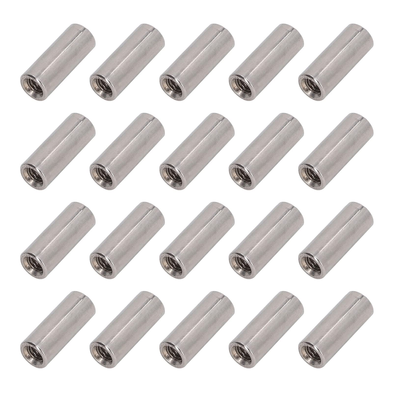 Pack Of 20 M5 X 0.8-Pitch 20mm Length Round Coupling Nut 304 Stainless Steel Female Fully Threaded