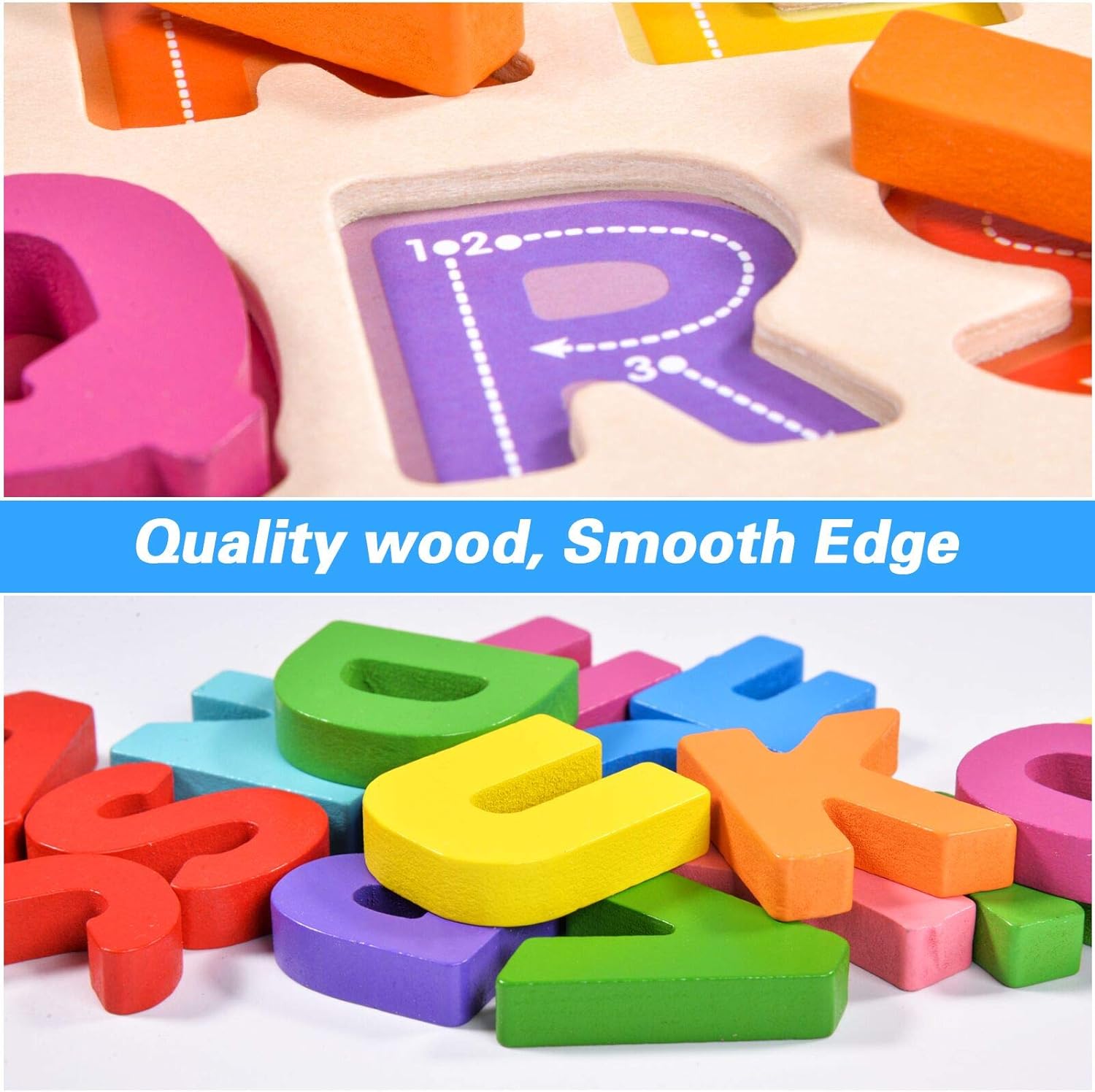 Wooden Puzzles for Toddlers, Wooden Alphabet Puzzles for Toddlers, ABC Wooden Puzzles, Educational Learning Puzzle for Kids Girls and Boys Gifts (Alphabet): Toys & Games