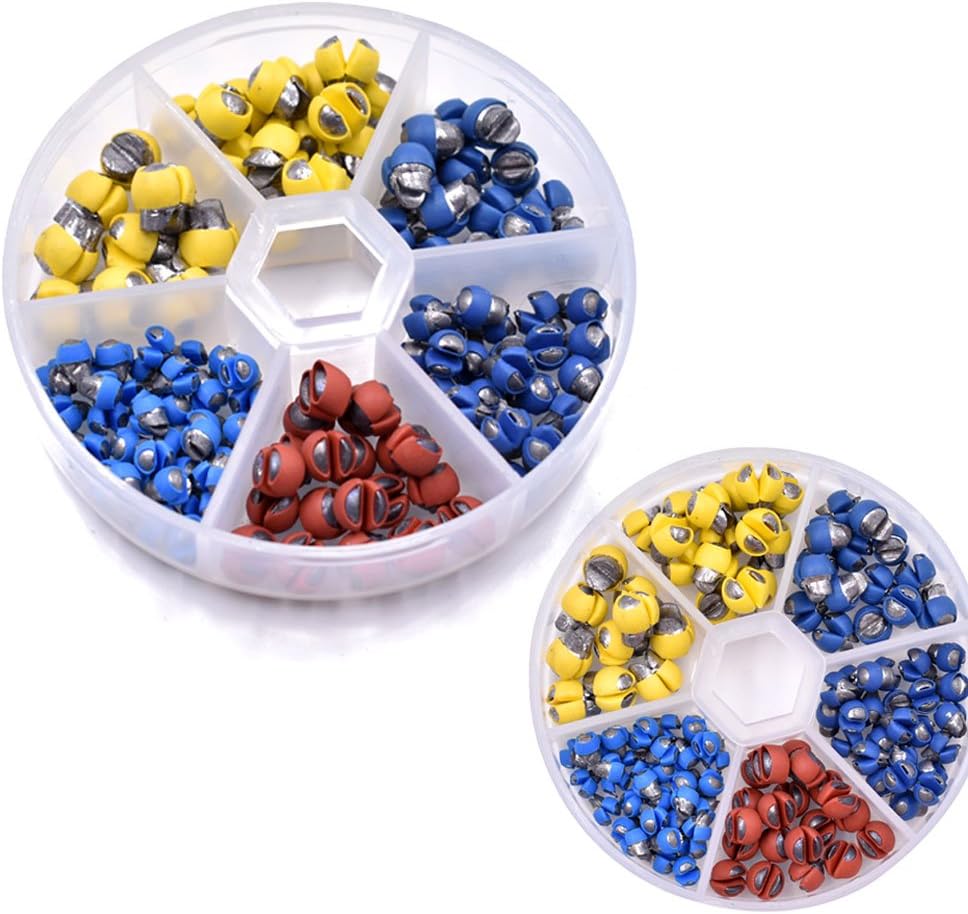 Phecda Sport 120pcs/box New 6 Sizes Rubber Coating Split Shot Sinkers Set Fishing Weights Random Colors