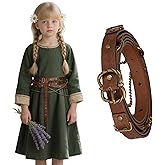 HiiFeuer Girls Medieval DIY Faux Leather Metal Chain Belt, Vintage Adjustable Thin Belt for Kids, Retro Skinny Belt For Dress