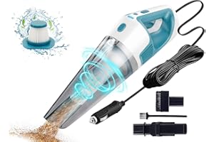 PEGOVO Car Vacuum, Portable Car Vacuum Cleaner with 9000PA Suction, DC 12V High Power Cord Wired Vacuum Cleaner for Car Cleaning Kit with LED, Lightweight Travel - Car Accessories