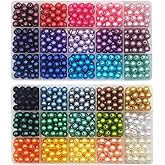 INSPIRELLE 900 Pieces 8mm Pearl Beads 30 Colors Plastic Spacers Beads for Jewelry Making and Crafting