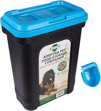 ADEPTNA Large 30L Pet Food Storage Container with Airtight Seal Blue Lid