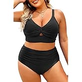Daci Plus Size Two Piece Swimsuits - Women High Waisted Bikini Tummy Control Bathing Suits Knot Twist Swimwear 2025