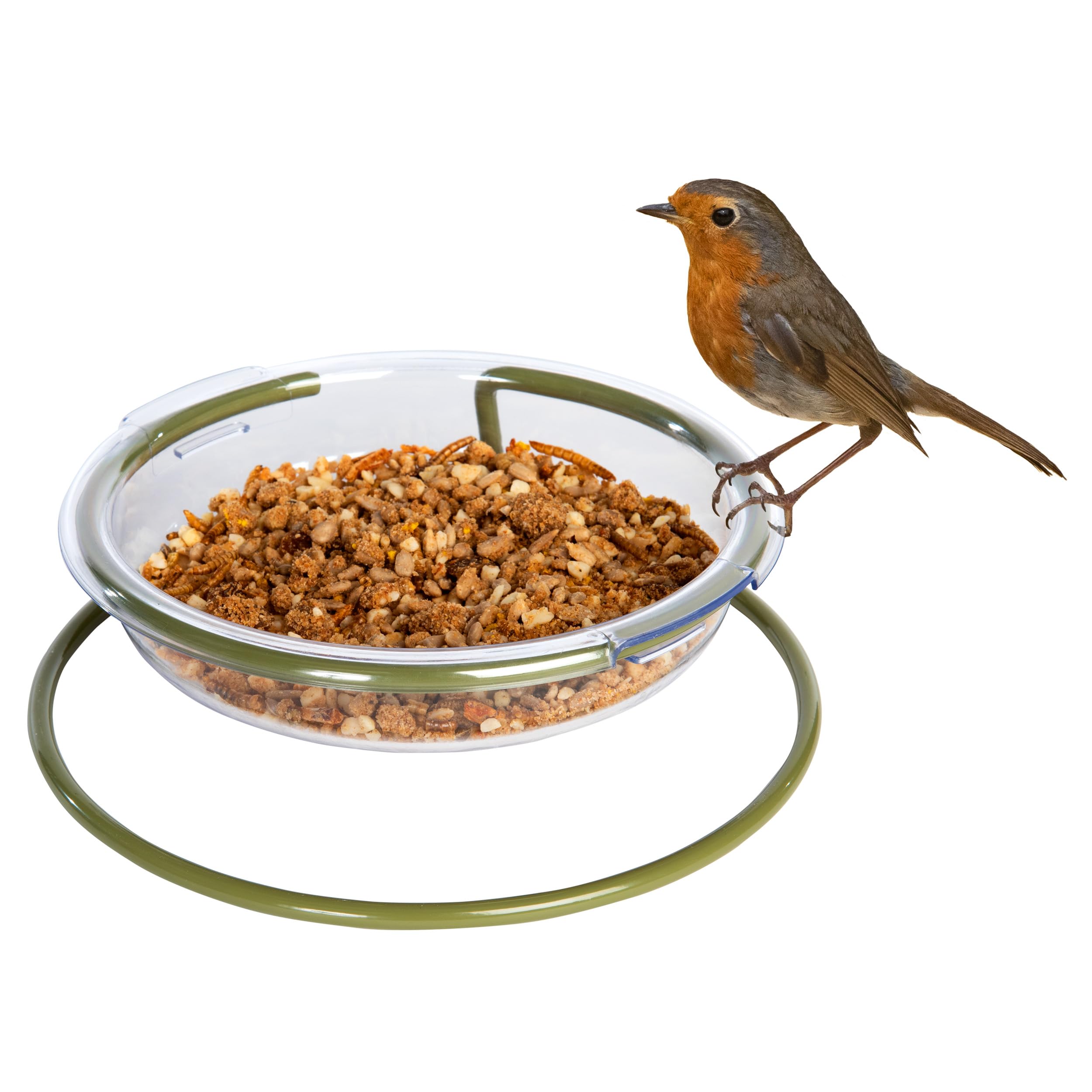 Garden Feeder Tray - Mealworm And Robin Bird Feeder Jacobi Jayne® I Love Robins™ Easy Clean Treat Dish Ground Bird Feeder - Robin Feeders For The Garden