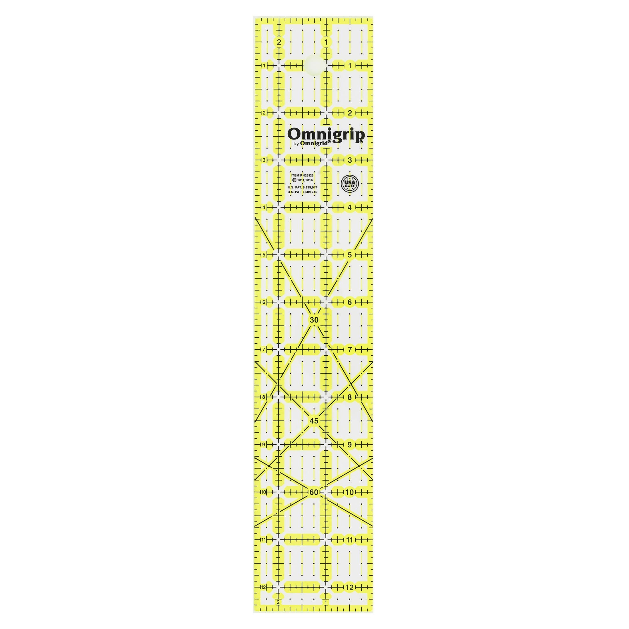 Omnigrip quilter ruler, non-slip Rectangular 2-½ "x 12-½" original version