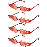 EBOOT 4/8 Pairs Fire Flame Glasses Rimless Flame Fire Sunglasses for Women Men New Year Valentines St' Patricks Party Decor