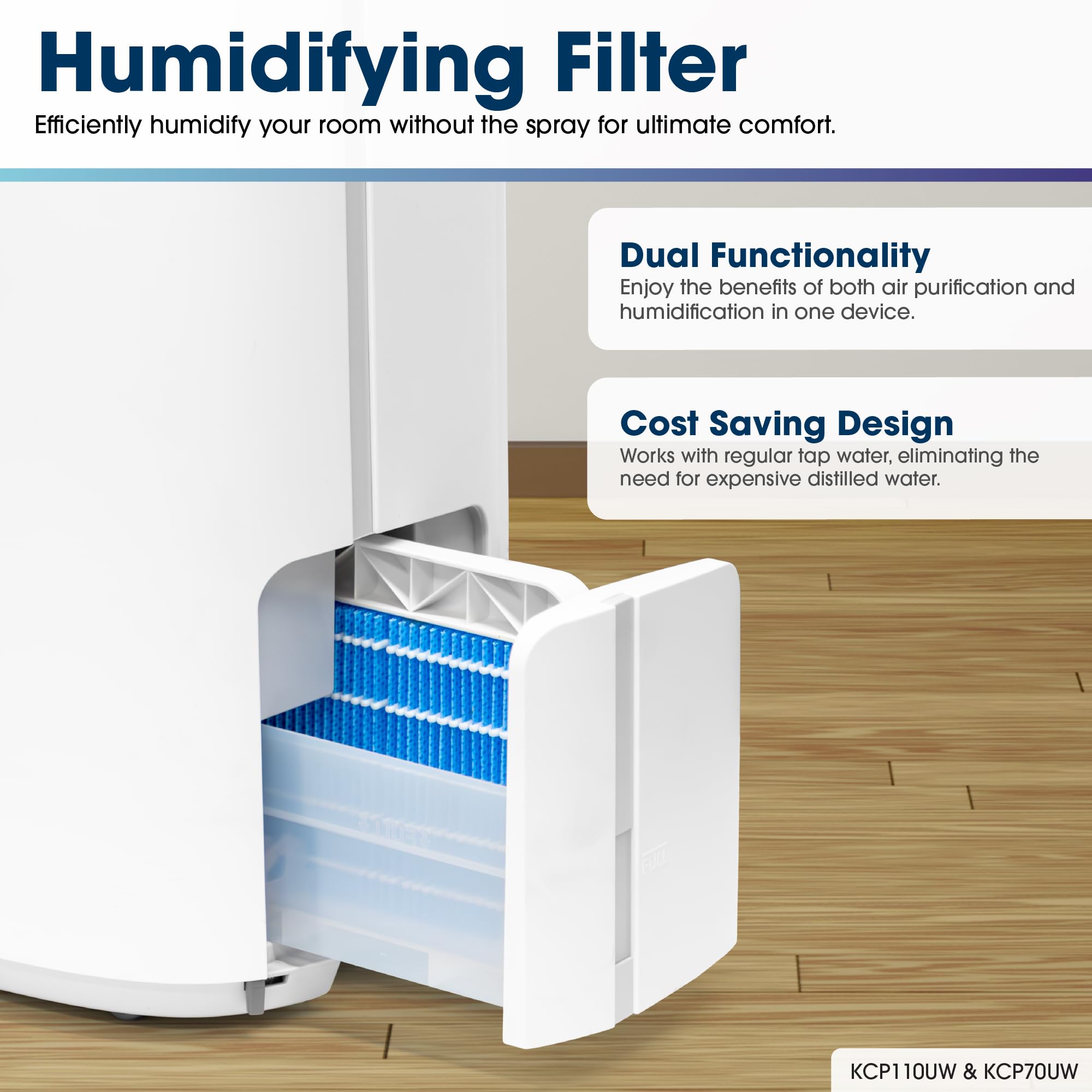 SHARP Smart Air Purifier and Humidifier compatible w/Alexa & Google Asst. Plasmacluster™ Ion Technology & Triple Filtration, incl True HEPA Filter. Covers up to 2,603 sq ft for XL Rooms. KCP110UW