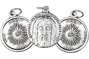 Needzo Holy Face of Jesus Medals, Double Sided Religious Pendants, Catholic Gifts for Jewelry Makers, 1 Inch, Made In Italy (Pack of 3)