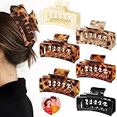6 PCS 4.1 Inch Large Claw Clips for Women Girls, Big Tortoise Shell Rectangle Hair Clips for Thick/Long/Curly Hair, Strong Hold Square Claw Clip Non Slip Banana Jaw Clips Hair Accessories