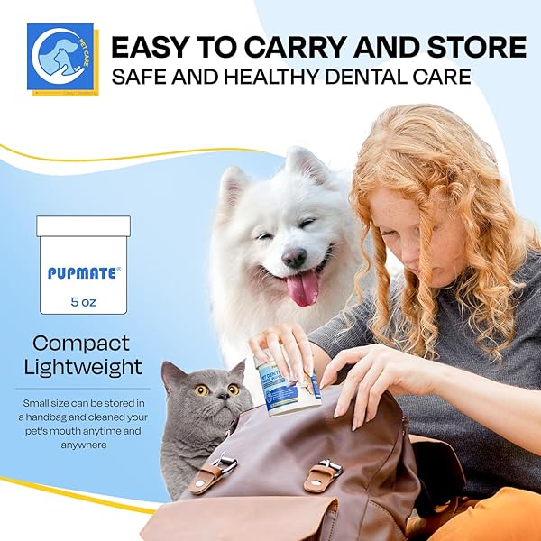 PUPMATE DENTAL CARE WIPES FOR DOG & CAT- TEETH CLEANING FINGER WIPES FOR PLAQUE AND TARTAR REMOVAL, SAFE & GENTLE DISPOSABLE TOOTHBRUSH WIPES FOR FRESH BREATH & GUM CARE – 50 PCS