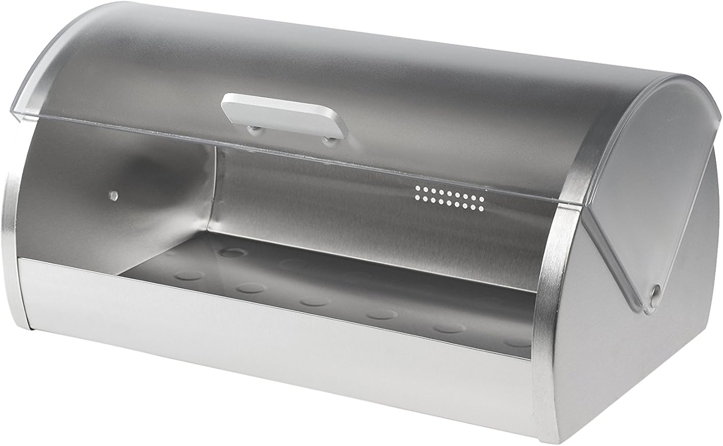 Home Bread Bin in Plastic and Steel/Transparent, 30 x 40 x 20 cm