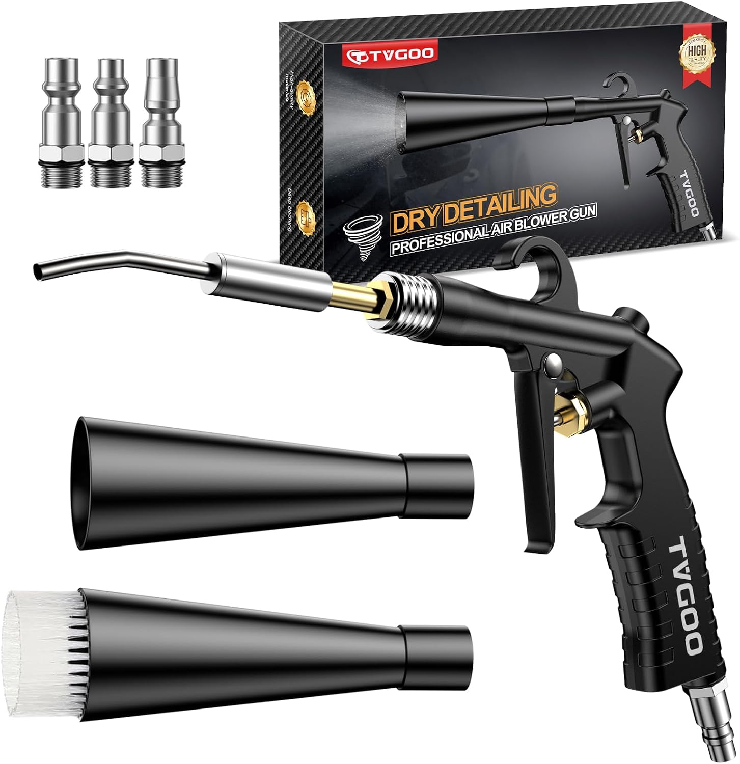 Dry Car Detailing Cleaning Gun – Blast Away Dust & Debris in Seconds & Aluminum Alloy Body with 2 Nozzles for Car Detailing, Home & Garage Use, Works with Any Air Compresso