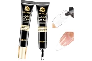 UNA GELLA No Lamp Need Solid Nail Glue for Press Ons: Nails Acrylic Nails Super Strong Semi Nail Glue Gel Fast Curing 10ml*2pcs Long Lasting Gel Glue Kit