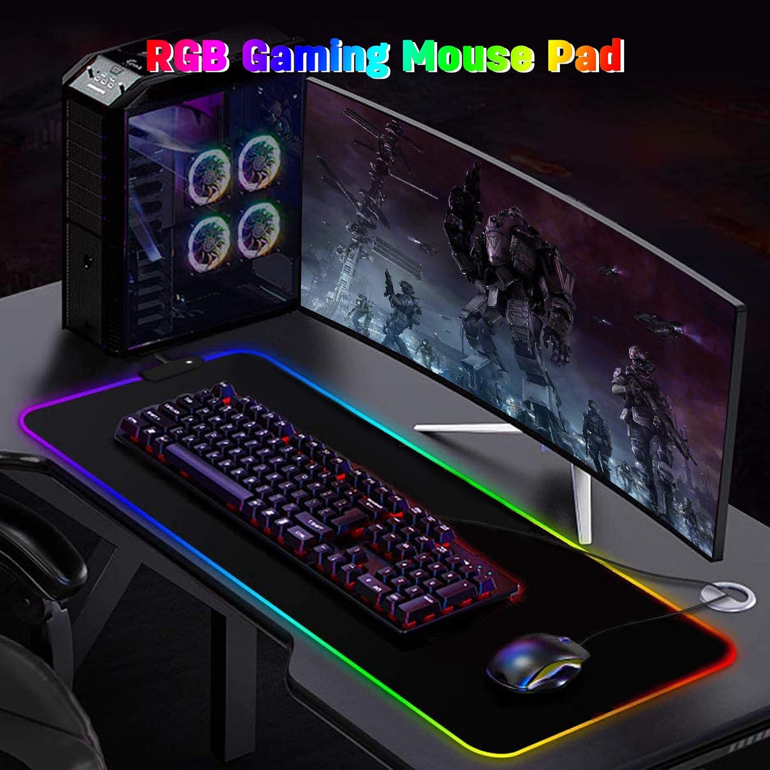 DORRISO Large RGB Gaming Mouse Mat Pads 800x300x4mm Led Mousepad Soft Computer Keyboard Mice Mat for Macbook PC, Laptop - Image 3