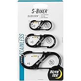 Nite Ize S-Biner SlideLock Stainless Steel Dual Locking Carabiner - S-Biner Key Holder with Locking Gate - Carabiner Organizer for Keys & Camping Accessories - Assorted Sizes, Black (3 Pack)