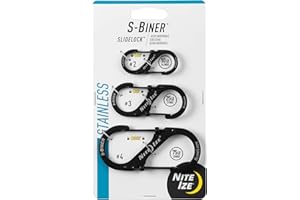 Nite Ize S-Biner SlideLock Stainless Steel Dual Locking Carabiner - S-Biner Key Holder with Locking Gate - Carabiner Organizer for Keys & Camping Accessories - Assorted Sizes, Black (3 Pack)