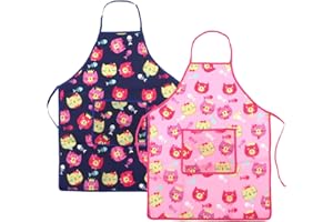 Casoty 2 Pack Kids Aprons, Waterproof Children Art Smock, Toddler Paint Smocks, Painting Apron with Pocket for Age 2-6 Years