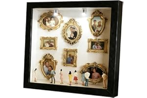 DIY Mini Museum Silhouette Box,Upgrade Shadow Box Frame Kit with Gold Mini Frames & Figurines,Celebrate Your Unique Memories 