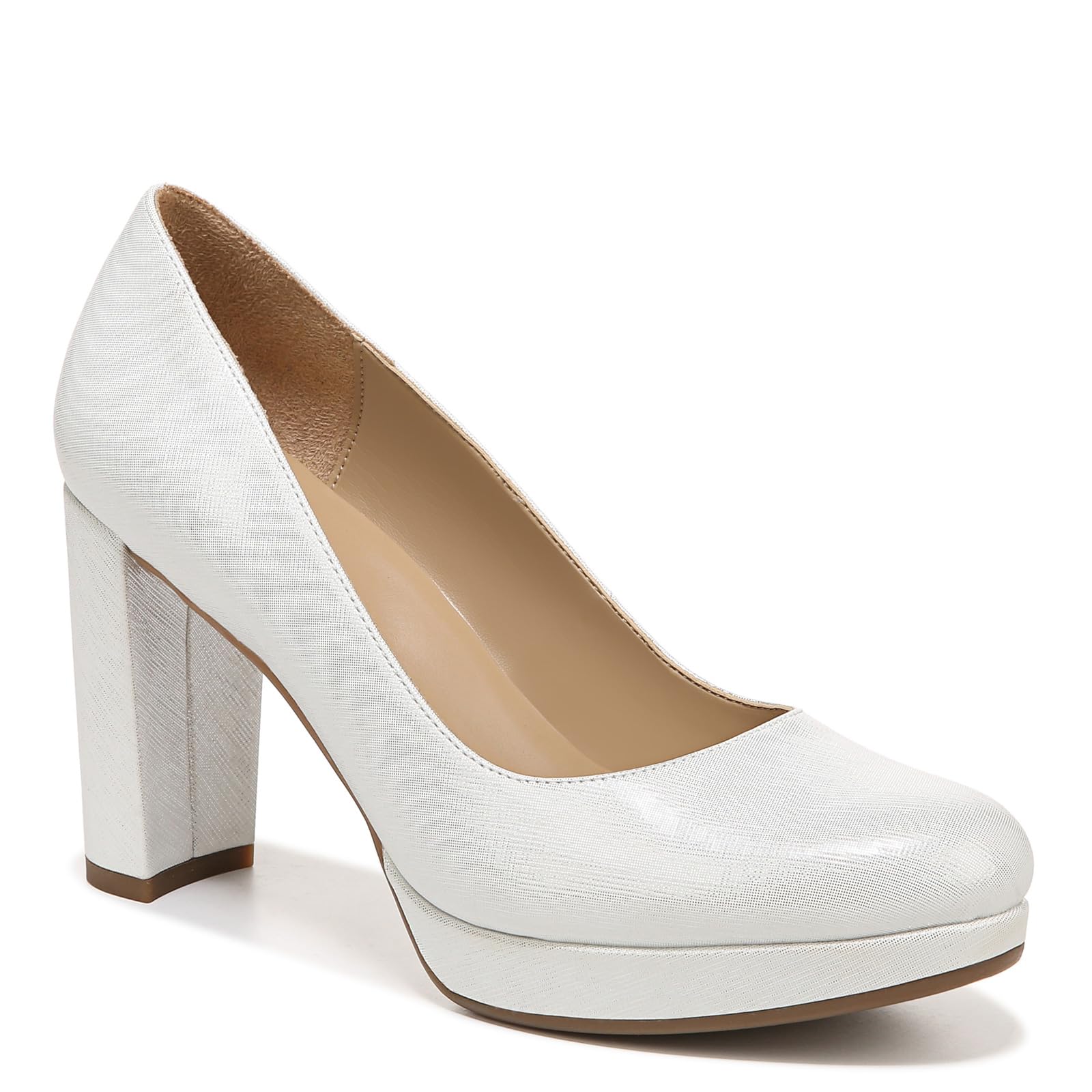 Naturalizer Womens Berlin Chunky High Heel Platform Pump,Silver Grey Crosshatch,11