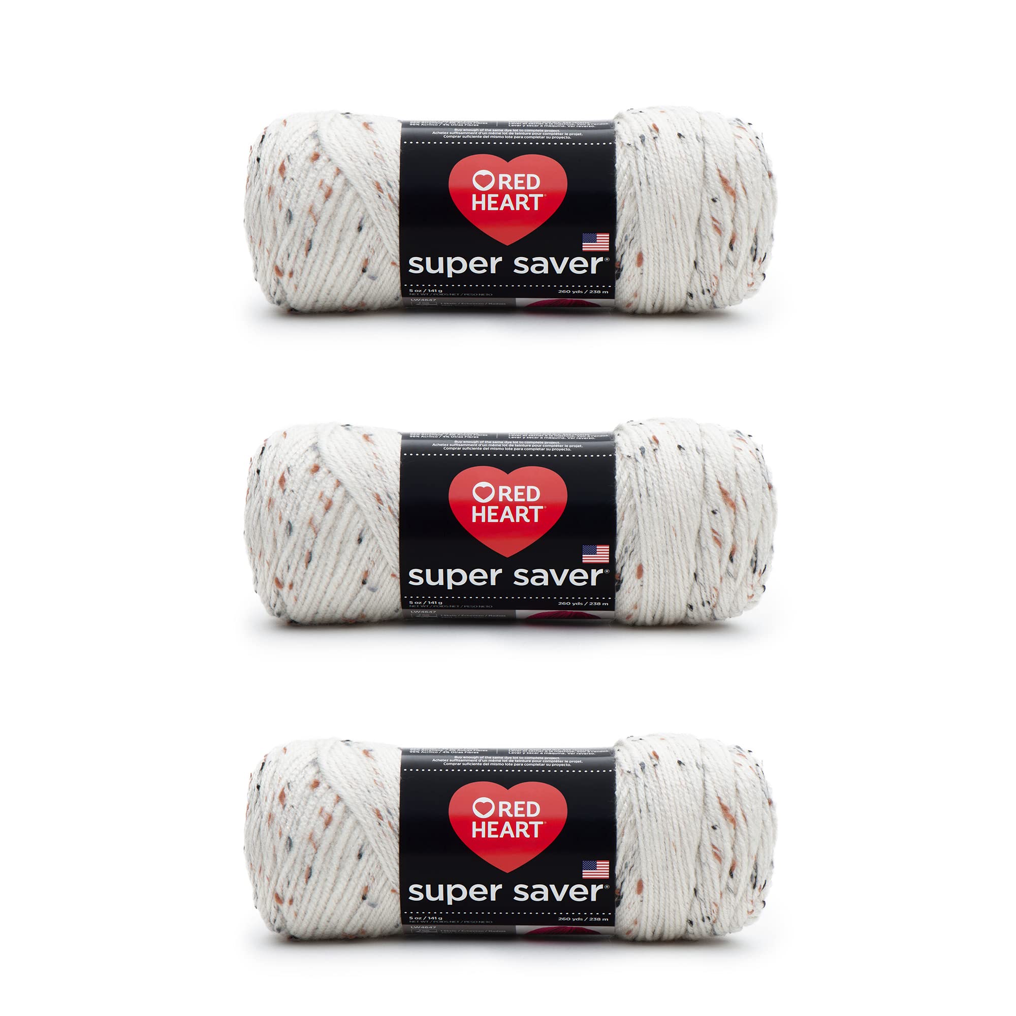 Red Heart Super Saver Pack of 3 - Aran Fleck - 7oz/198g - Acrylic - 4 Medium (Worsted) - 364 Yards - Knitting, Crocheting, Crafts & Amigurumi — image 1