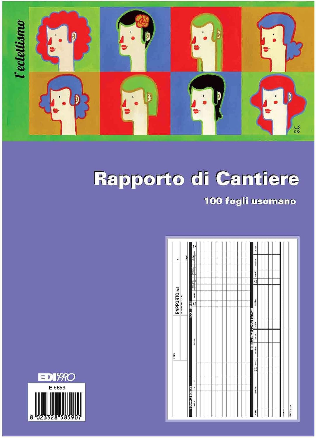 EDIPRO - E5859 - Block Construction site Ratio 100 Sheets Hand use 9,9x22, White or Ivory