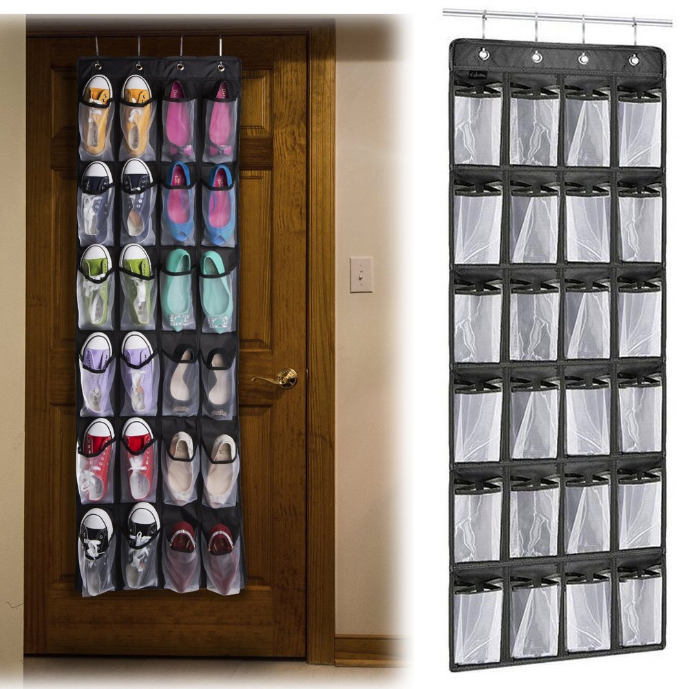 Fishoon Over The Door Shoe Organizer, 24 Large Mesh Pockets Hanging