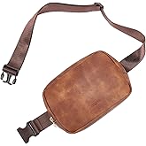Telena Leather Belt Bag for Women Fashionable Fanny Packs Cross Body Bag Waist Pack Brown