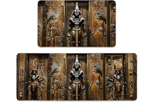 TURTLEDOVE Egyptian Pharaoh Mats, Non-Slip Backing Linen Rugs, Washable Kitchen Floor Carpet, Soft and Comfortable for Living Rooms, Bedrooms Home Office Indoor Decoration