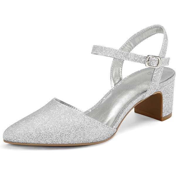 Women's Satin Wedding Heels - T-Strap Stiletto Pumps With Flower Detail