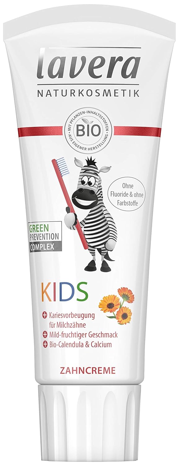 Amazon.de: lavera Zahncreme Kids ∙ Ohne Fluoride & ohne Farbstoffe ∙ Bio-Calendula & Calcium ∙ Vegan Bio Pflanzenwirkstoffe Naturkosmetik Kinder Zahnpflege ∙ 75 ml ∙ 1er Pack - Zahnpasta ohne Fluorid