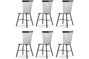 LUE BONA Windsor Dining Chair, Dining Chairs Set of 6, Spindle Back Wood Kitchen Chairs Wooden, Farmhouse Dining Chairs for K